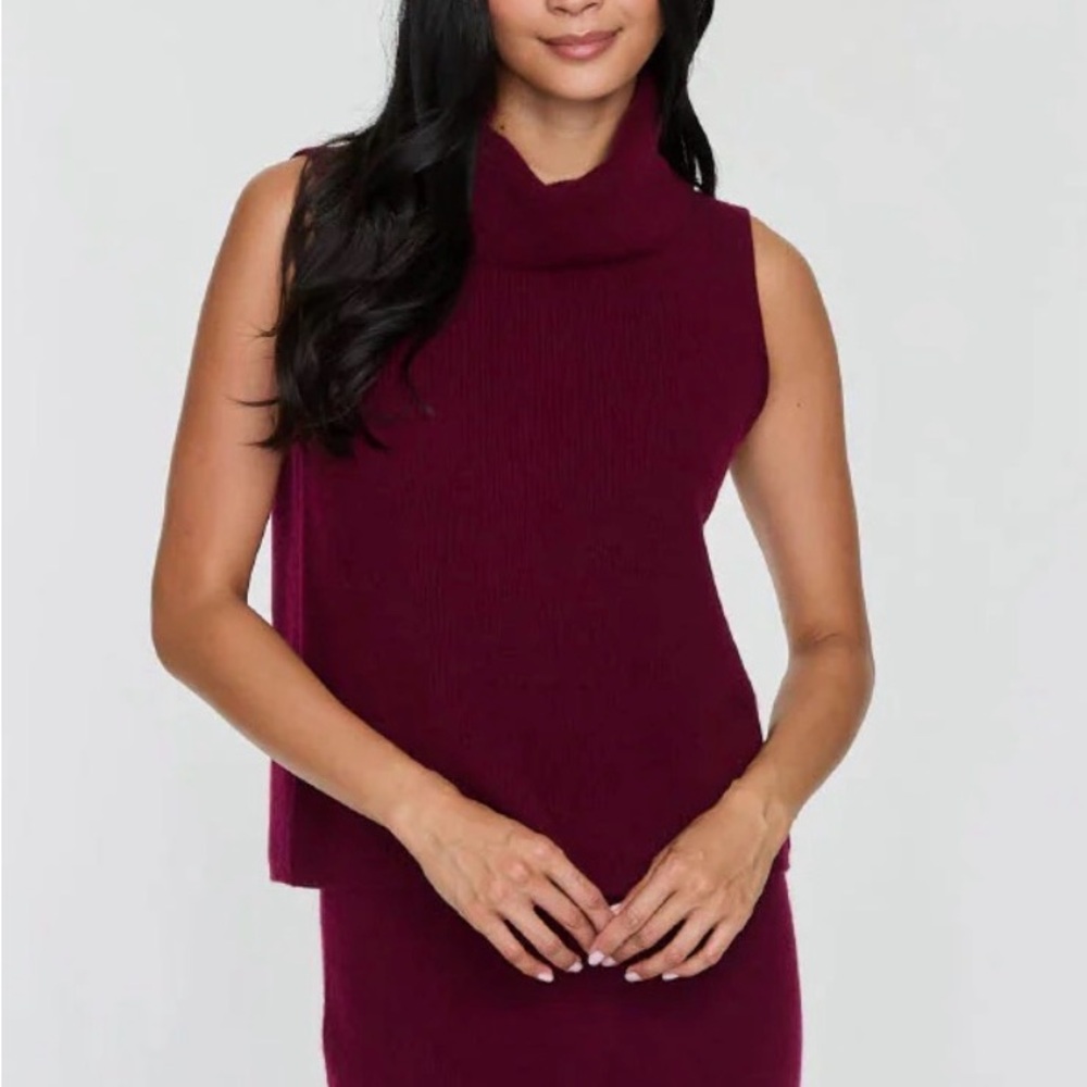 Cashmere project cropped sleeveless turtleneck burgundy noir